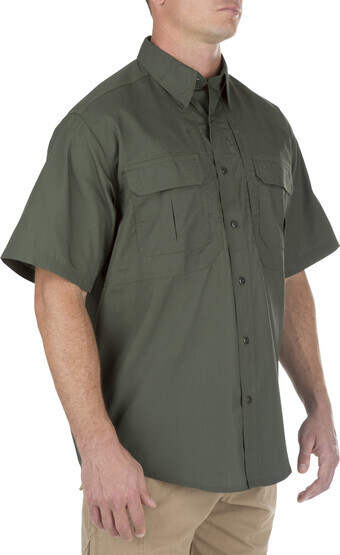 5.11 Tactical TACLITE Pro Short Sleeve Shirt in TDU green, side view